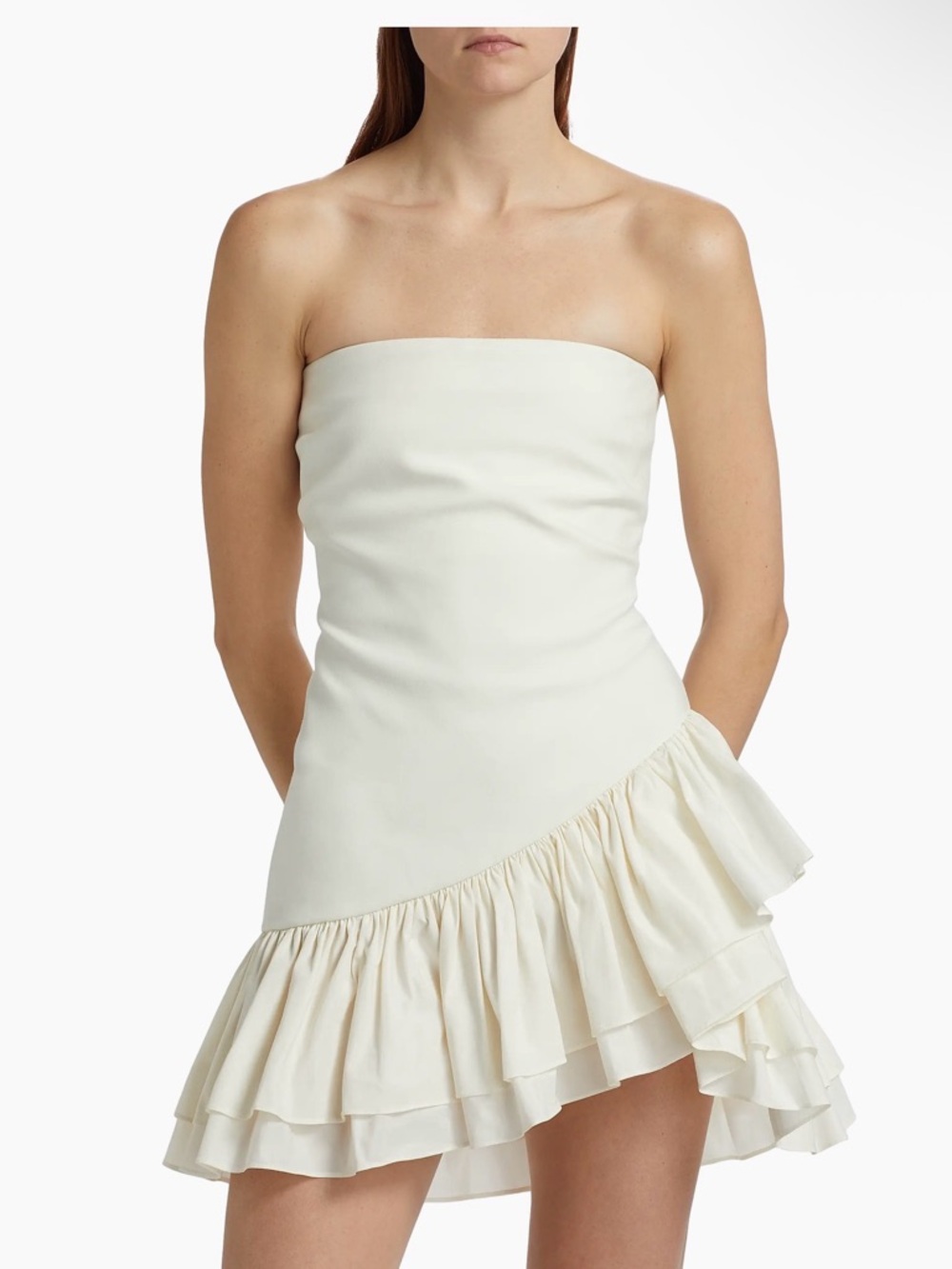 CINQ À SEPT  Petula Cotton Ruffled Asymmetric Minidress